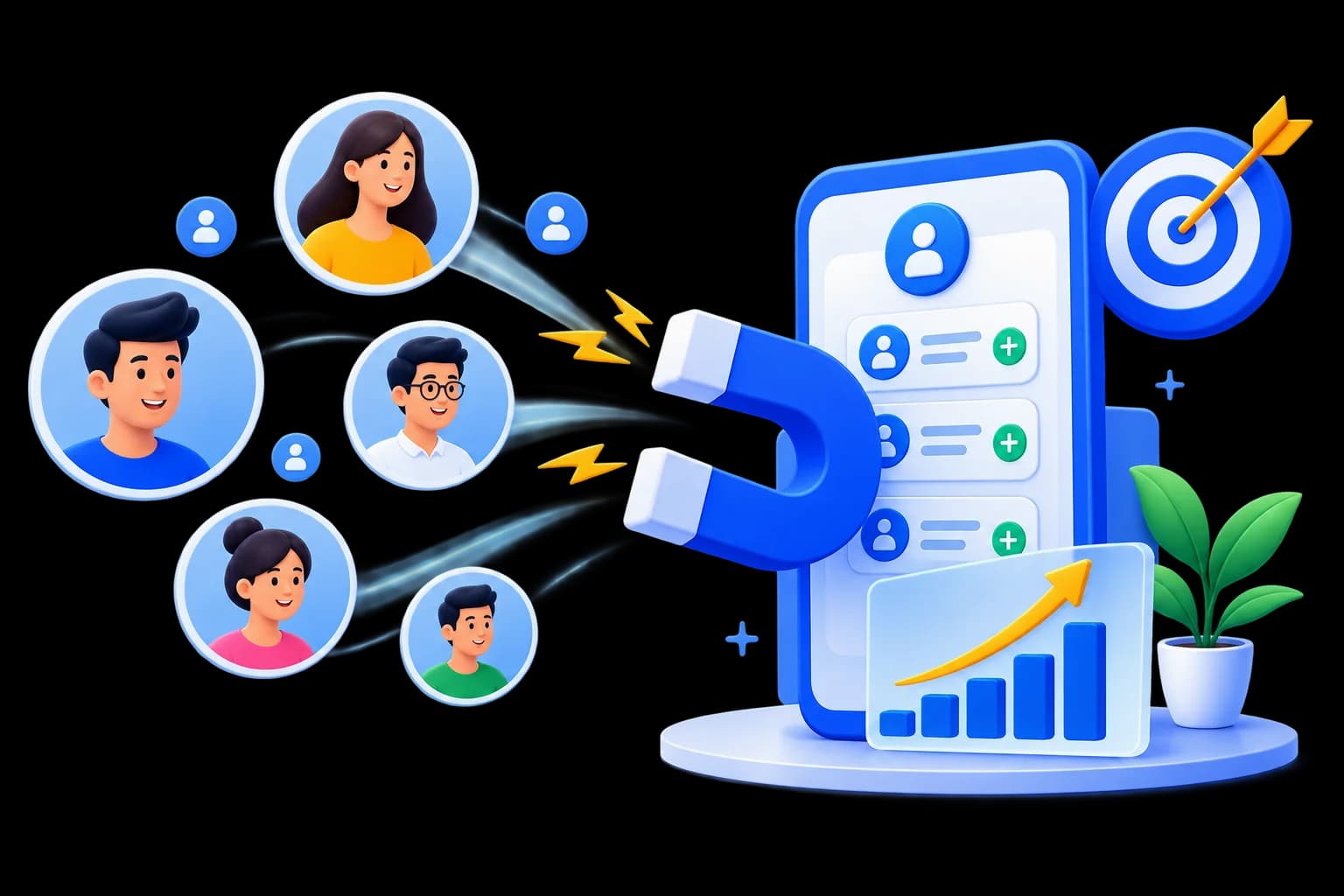 Illustration representing a reliable customer acquisition and marketing funnel system