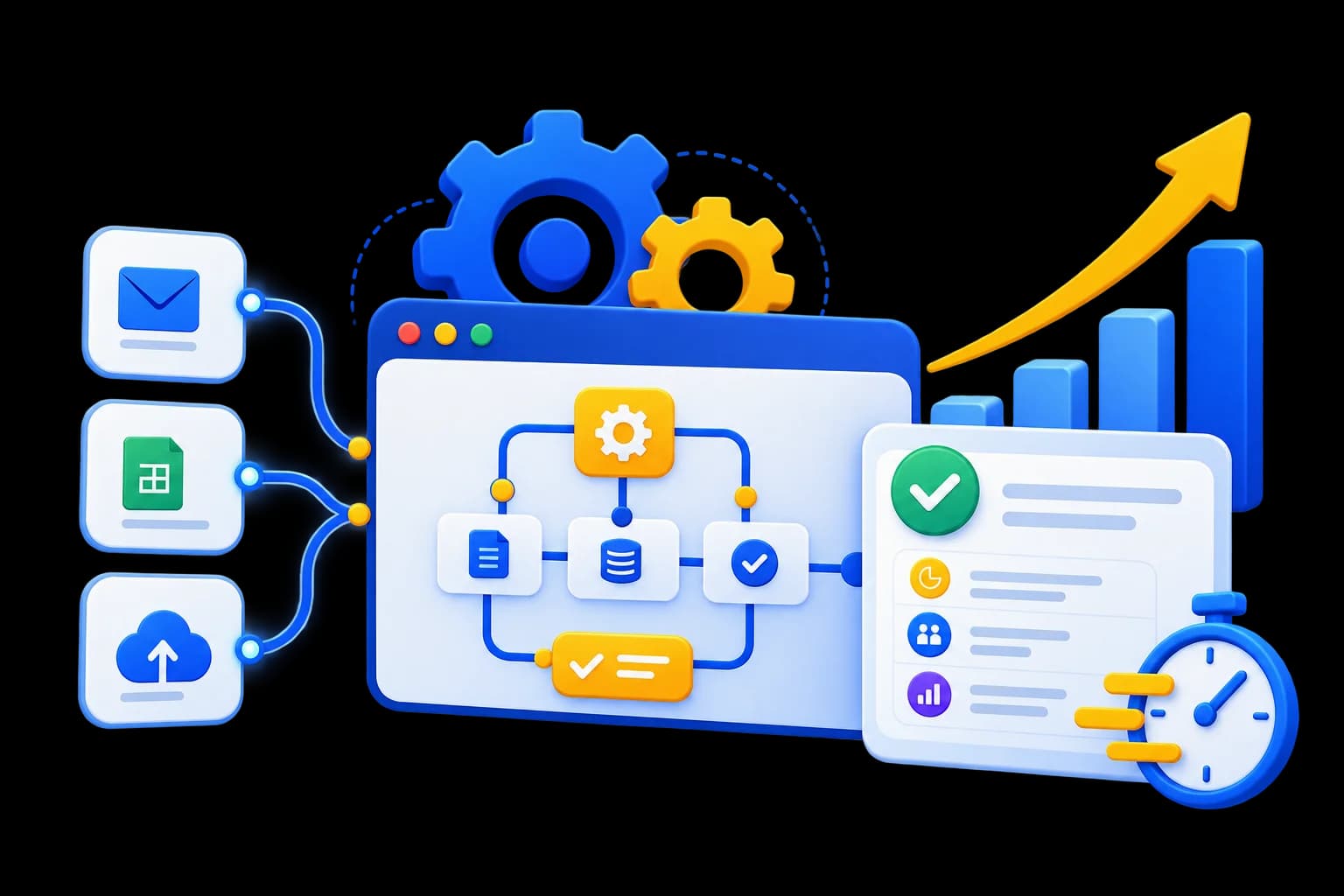 Illustration representing smooth business operations and automated workflows